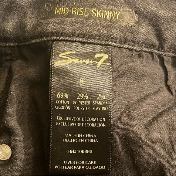 Seven7 Jeans Women’s Mid-Rise Skinny Blue Denim Size 8 Embroidered Pockets - Picture 11 of 12